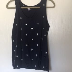 Navy and Silver metallic Scoop neck Tank